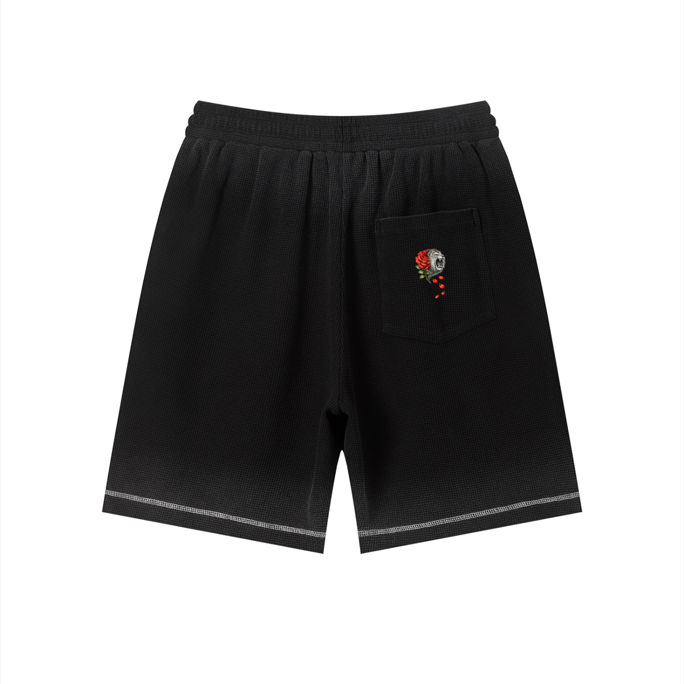 Unisex Sunfade Waffle Raw Hem Shorts