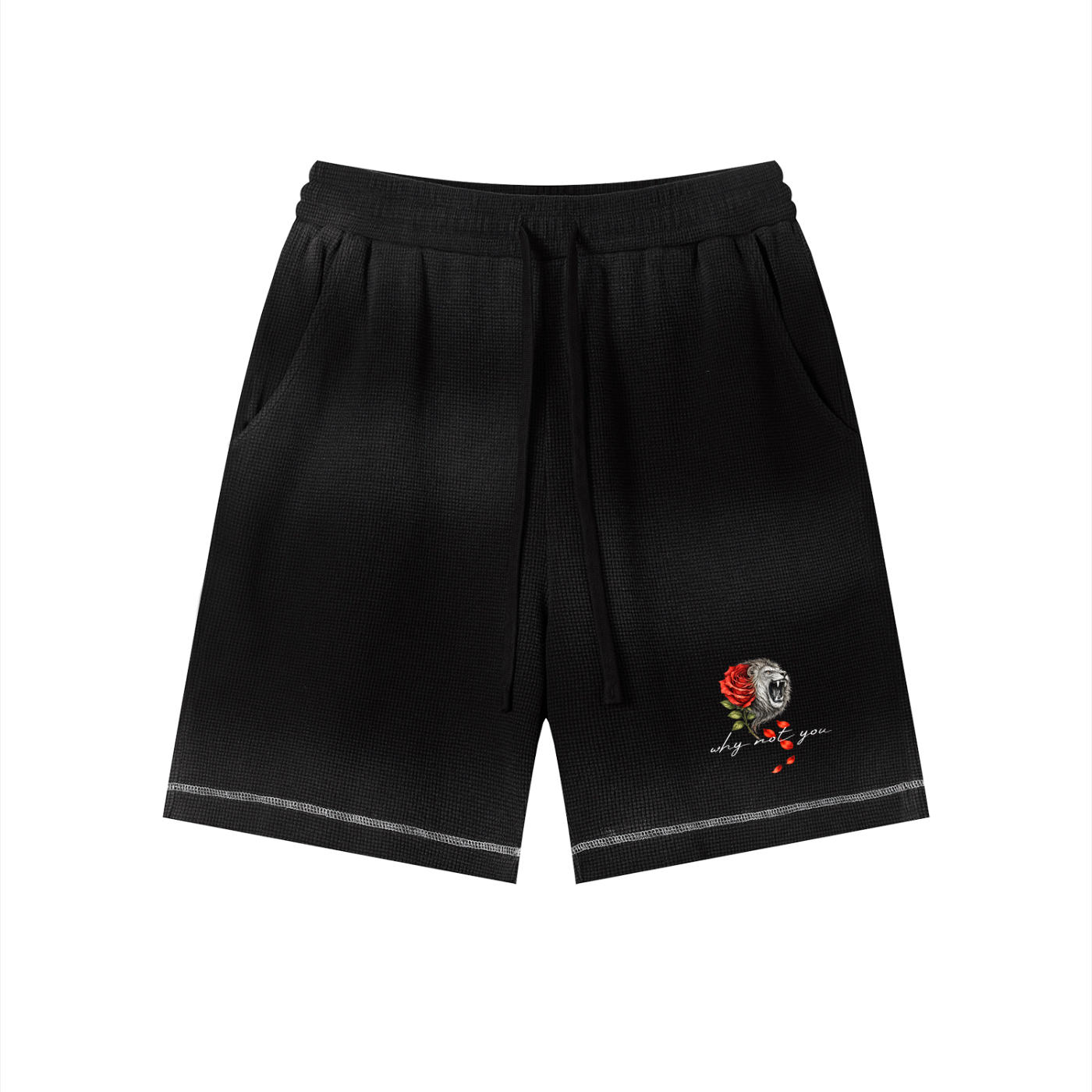 Unisex Sunfade Waffle Raw Hem Shorts