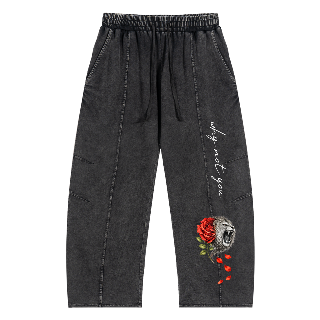 Snow Wash Drawstring Cotton Pants