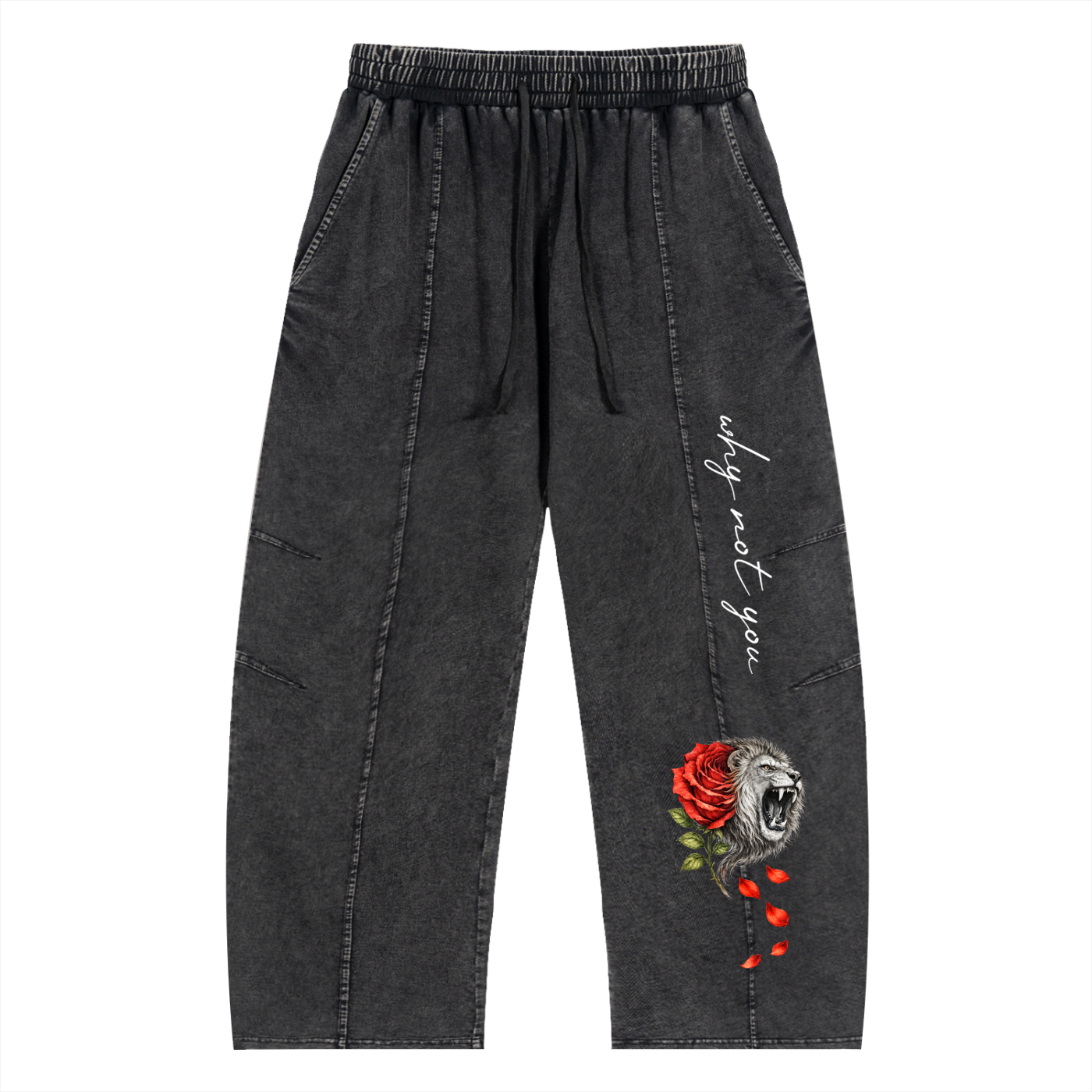 Snow Wash Drawstring Cotton Pants